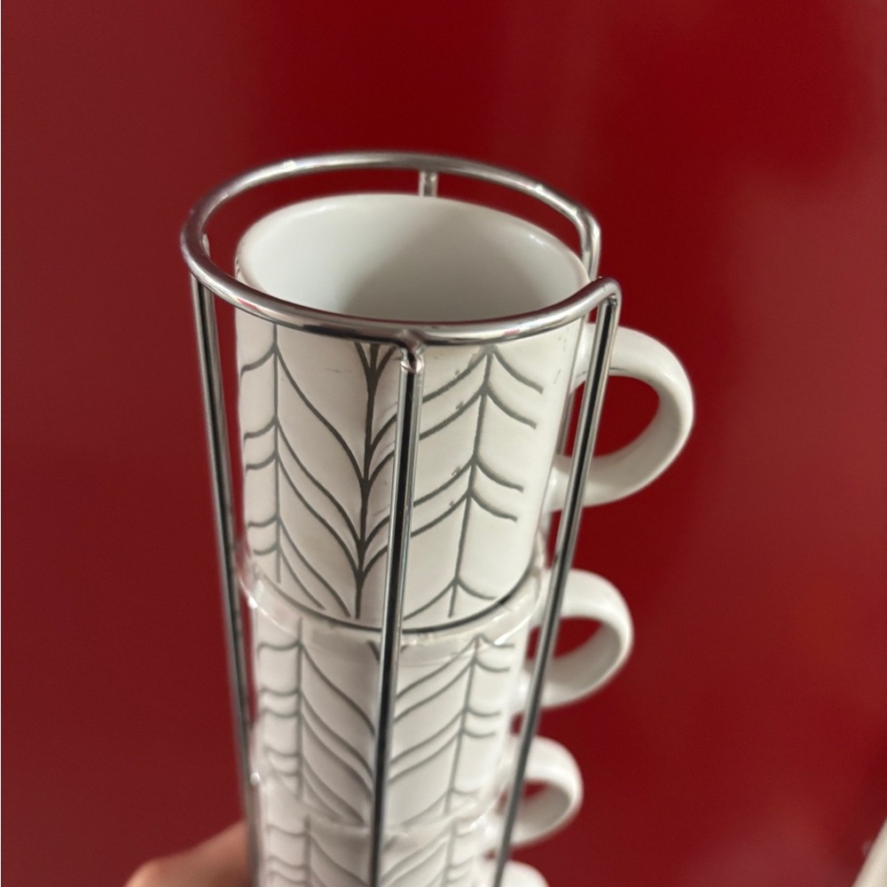 ☕ Modern Stackable Coffee Mug Set (4 Mugs + Metal Rack) - Picture 2 of 3